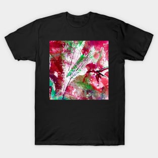 Intuitive Organic Abstract Watercolor in Red T-Shirt